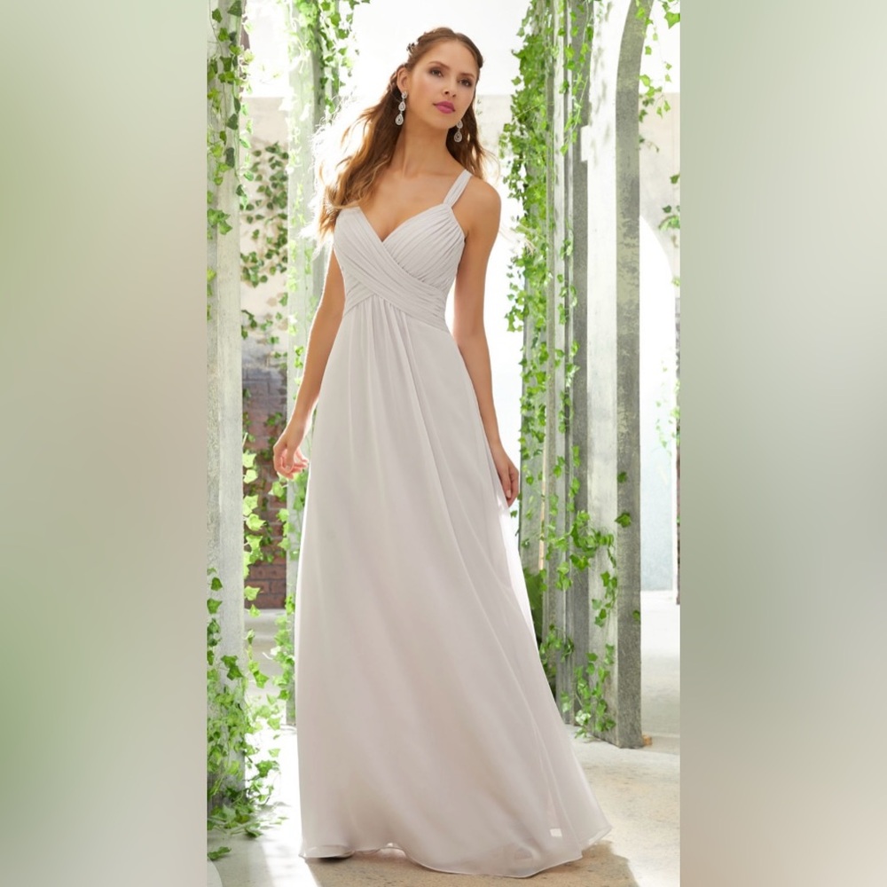 Morilee Chiffon Bridesmaid Dress with Ruched, Draped Bodice - Desert Rose